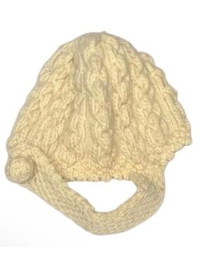 Vintage 100% Wool Zwicker Cream Handcrafted Soft Infant Baby Button Hat Cap